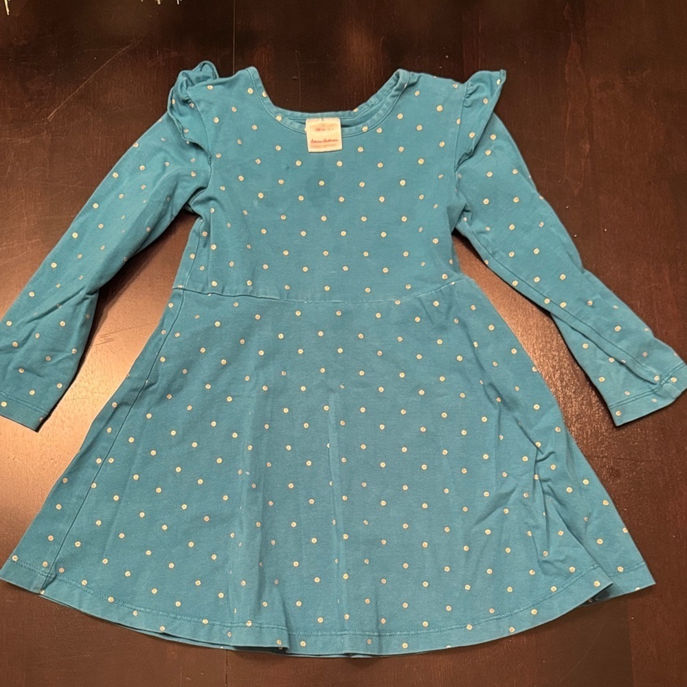 Hanna Andersson Teal Dress with White Dots